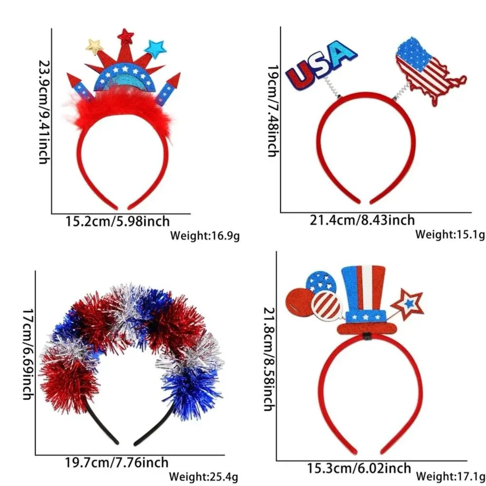 🇺🇸 USA Patriotic 4th Of July Glitter Headband Set Of 4 America 250 Party NEW